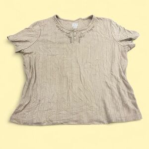 Basic Editions Tan Short Sleeve Top
